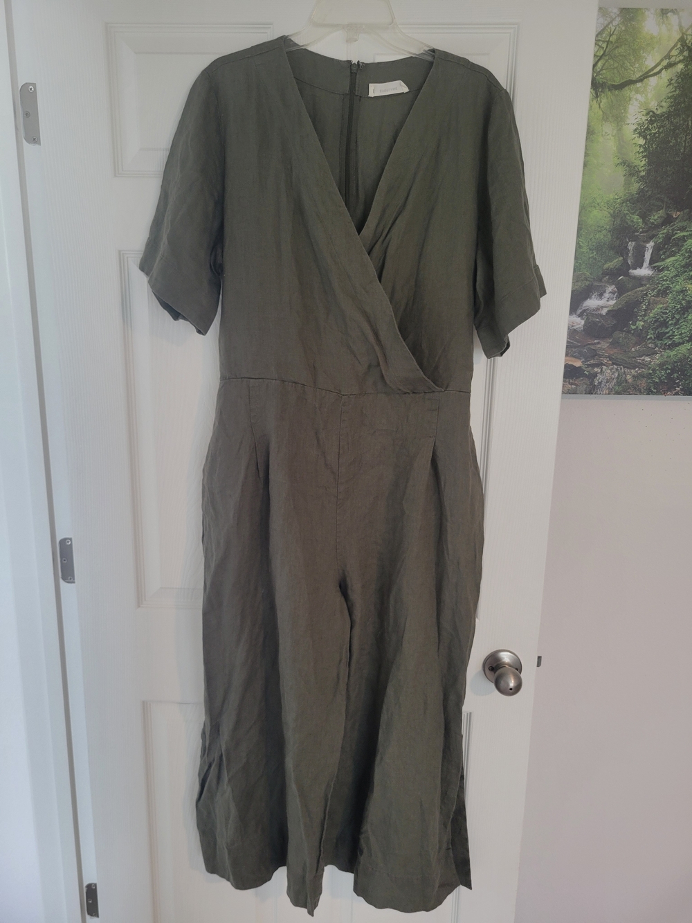 Everlane Olive Green Wrap-Waist Wide-Leg Jumpsuit - Picture 4 of 6